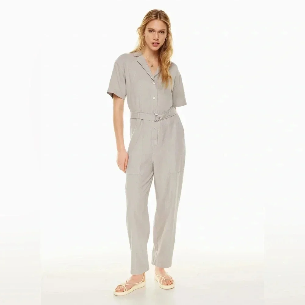 NWT Wilfred Mist Linen Jumpsuit Size Large Gd Ashen